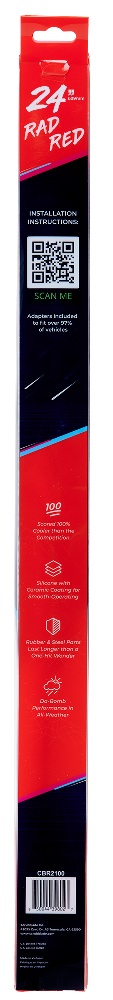 Scrubblade Cbr2400 Windshield Wiper Blade||rad Red 24 Back.Png||88||scrcbr2400||1522919