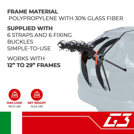 Product of G3 S.P.A. 23.201 Bike Rack - Trunk/ Hatch Mount