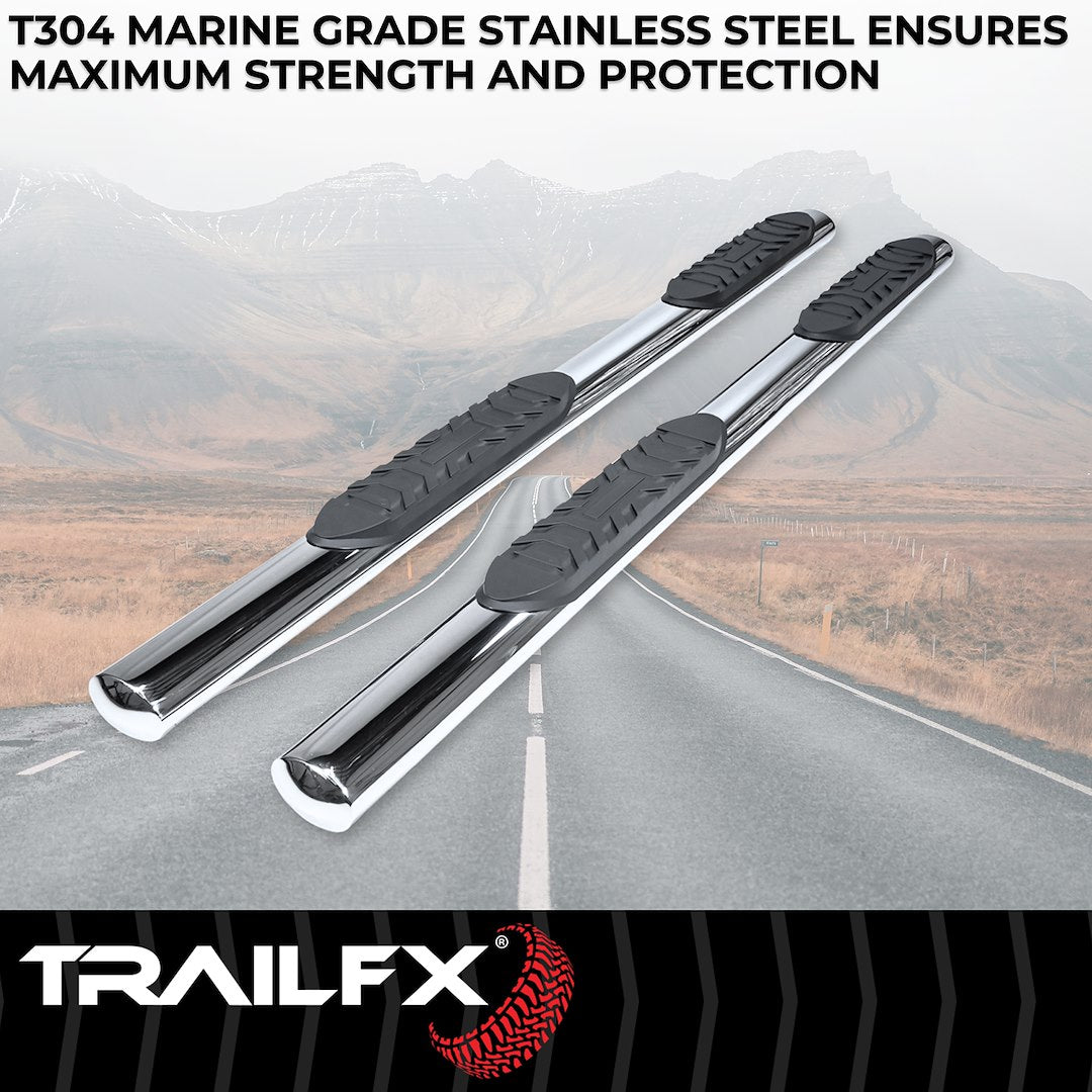 Product of TrailFX 2940413051 TFX 4" Oval Tube Side Steps Nerf Bar With Surface Steps 