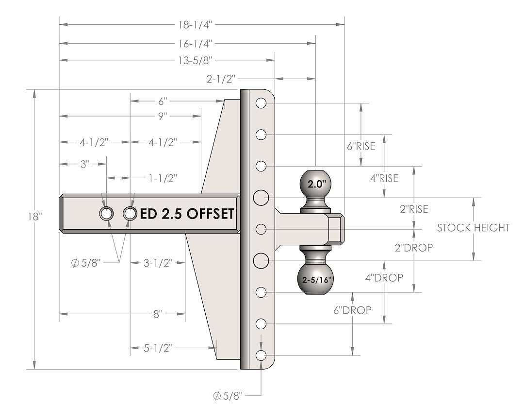 Product of Bulletproof Hitches ED25OFFSET Receiver Trailer Hitch Ball Mount 