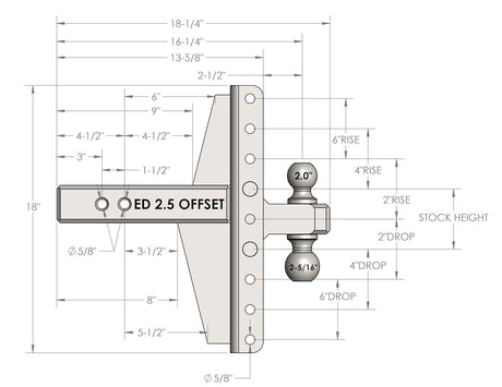 Product of Bulletproof Hitches ED25OFFSET Receiver Trailer Hitch Ball Mount 
