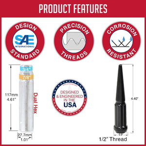 Product of Coyote Wheel Accessories 251542BLK 60 Degree Conical 1/2x20 Lug Nut 