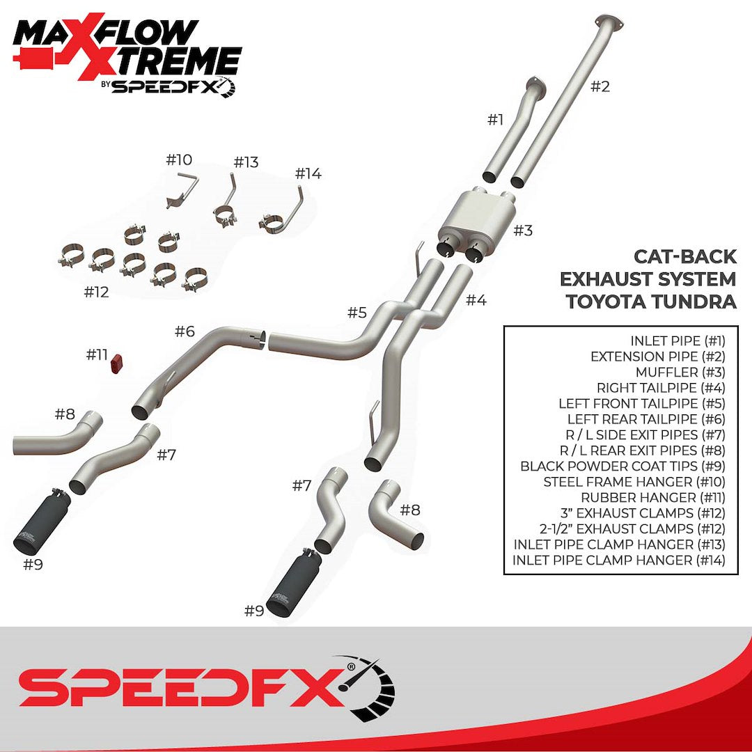 Product of SpeedFX 50800 MaxFlow Xtreme Cat Back System Dual Exhaust System Kit 