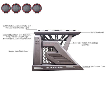Product of Black Horse Offroad AR2-09BA3-PLFR  Truck Bed Bar 