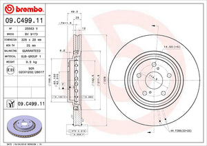 Product of Brembo 09C49911C02 Vented 1 Piece Brake Rotor 