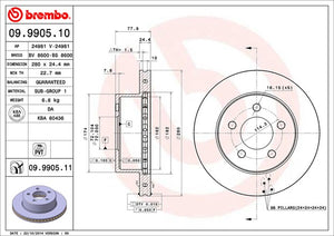 Product of Brembo 09990511C02 Vented 1 Piece Brake Rotor 