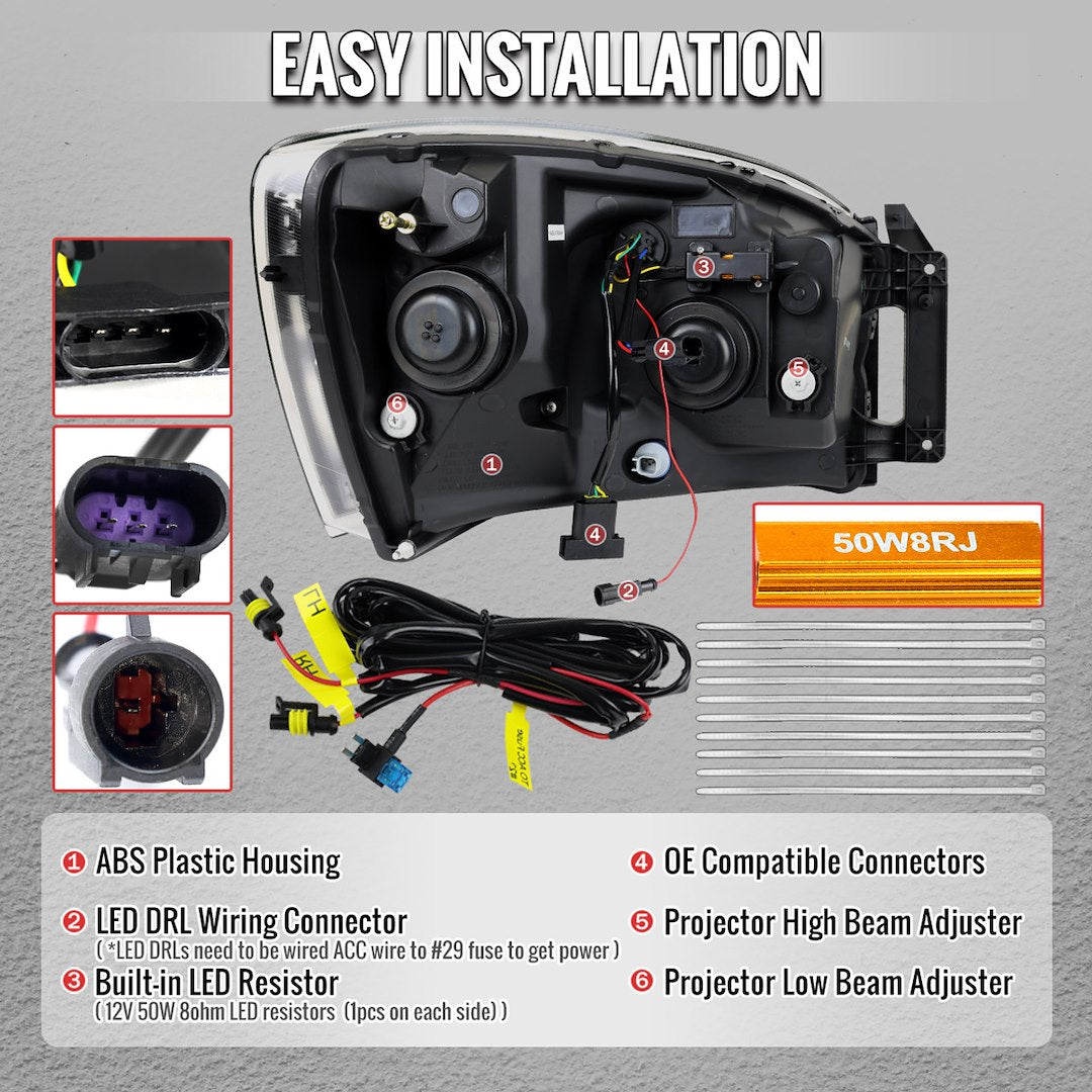 Spec-D Tuning 2lhp-Ram06jm-Sq-Rs Headlight Assembly||2lhp-Ram06jm-Sq-Rs_4.Jpg||89||sdt2lhpram06j||2219489