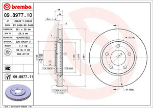 Product of Brembo 09897711C02 Vented 1 Piece Brake Rotor 