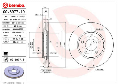 Product of Brembo 09897711C02 Vented 1 Piece Brake Rotor 