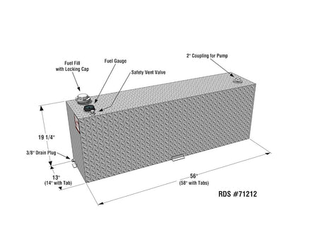 Product of RDS Tanks 71212PC Diesel/ Gasoline Liquid Transfer Tank 60 Gallon Rectangular 