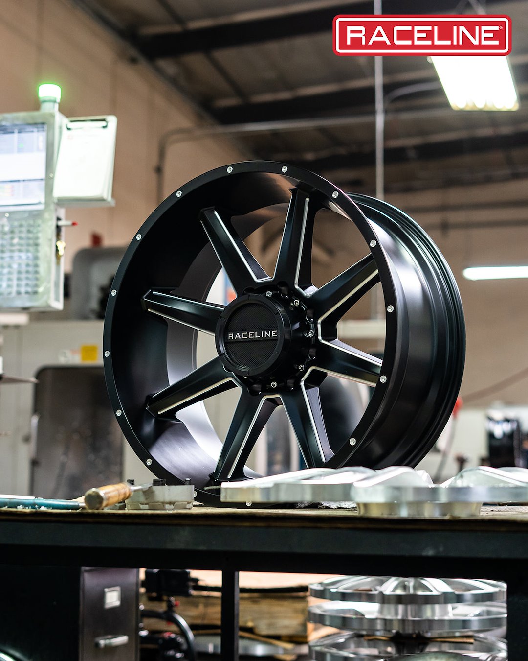 Product of Raceline 20x9 Black With Natural Accents Wheel - 6x5.31 Bolt Pattern 