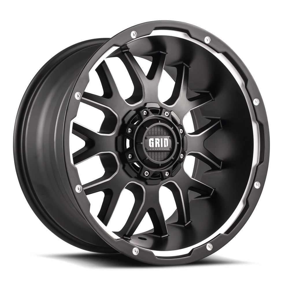 Product of Grid Wheels 20x10 Black With Natural Accents Wheel - 8x7.08 Bolt Pattern 