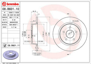 Product of Brembo 08B60111C02 Solid 1 Piece Brake Rotor 