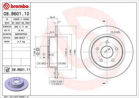Product of Brembo 08B60111C02 Solid 1 Piece Brake Rotor 