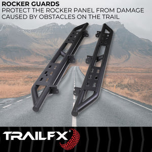 Product of TrailFX BR011T Black Steel Round Tube Rocker Panel Guard 