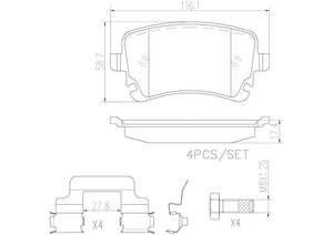 Product of Brembo P85076N Brake Pad - Set Of 4 