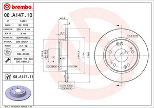 Product of Brembo 08A14711C02 Solid 1 Piece Brake Rotor 