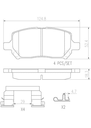 Product of Brembo P10043N Brake Pad - Set Of 4 