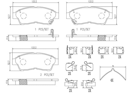 Product of Brembo P83034N Brake Pad - Set Of 4 