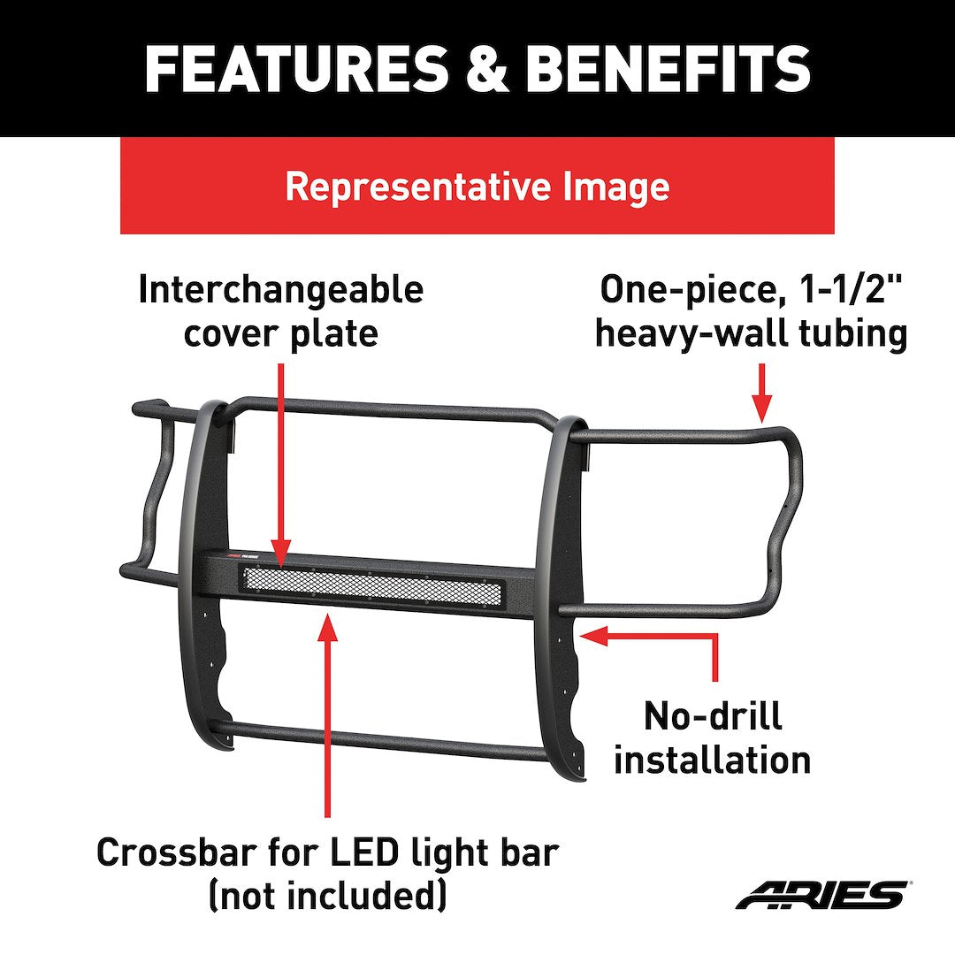 Product of Aries P1053 Grille Guard Black Textured Powder Coated 