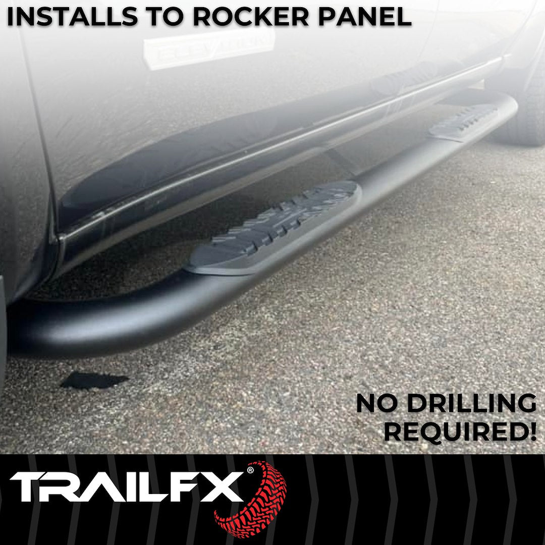 Product of TrailFX A1013B TFX 4" Oval Tube Side Steps Nerf Bar With Surface Steps 