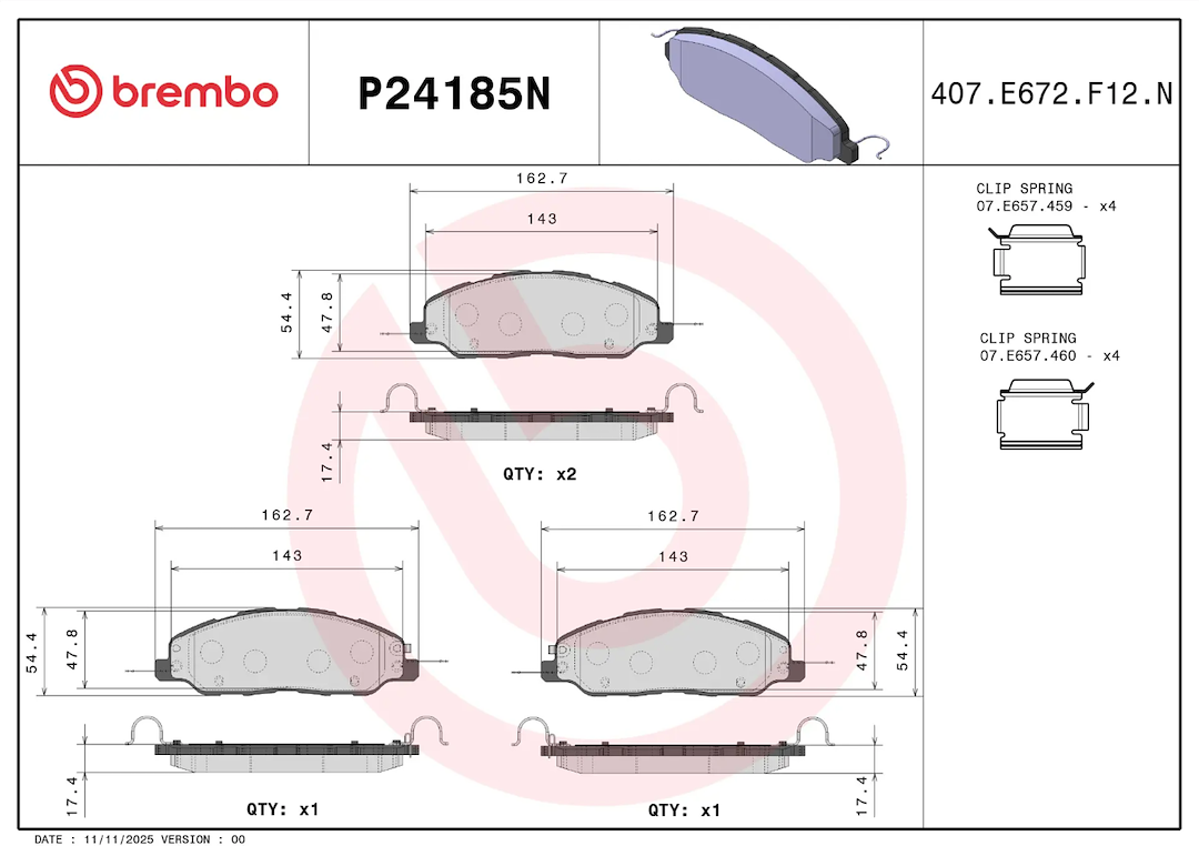 Brembo P24185n Brake Pad||p24185n_1.Png||86||brmp24185n||2104569