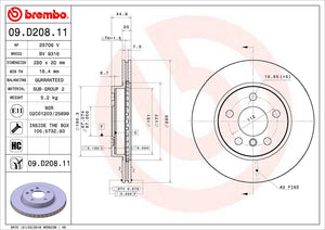 Product of Brembo 09D20811C02 Vented 1 Piece Brake Rotor 