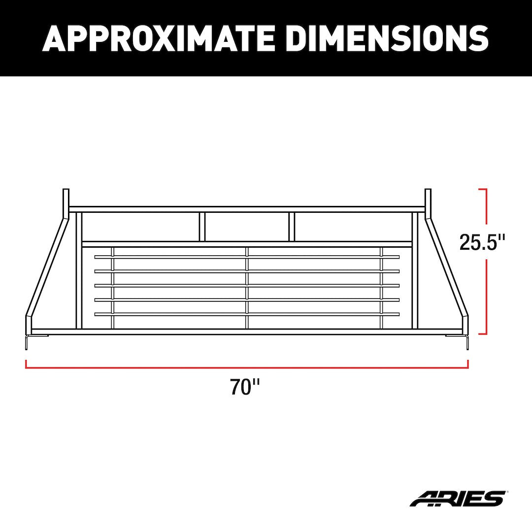 Product of Aries 111000 Bolt-On Black Semi Gloss Powder Coated Louvered Headache Rack 