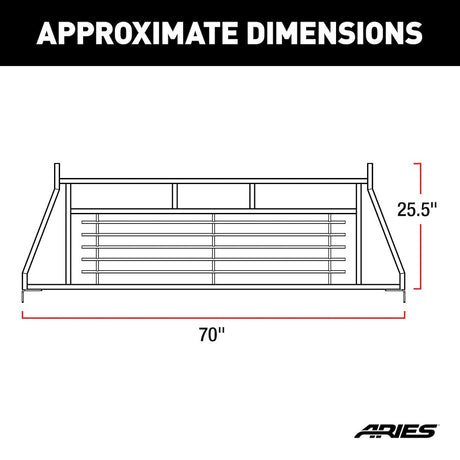Product of Aries 111000 Bolt-On Black Semi Gloss Powder Coated Louvered Headache Rack 