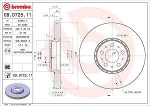 Product of Brembo 09D72511C02 Vented 1 Piece Brake Rotor 