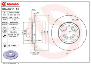 Product of Brembo 08A33211C02 Solid 1 Piece Brake Rotor 