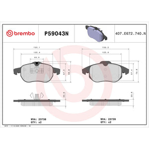 Brembo P59043n Brake Pad||p59043n_Drw.Jpg||87||brmp59043n||1753859