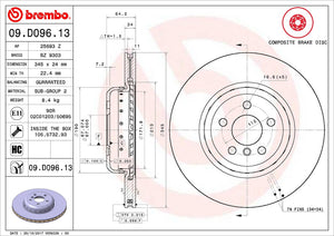 Product of Brembo 09D09613C02 Vented 1 Piece Brake Rotor 