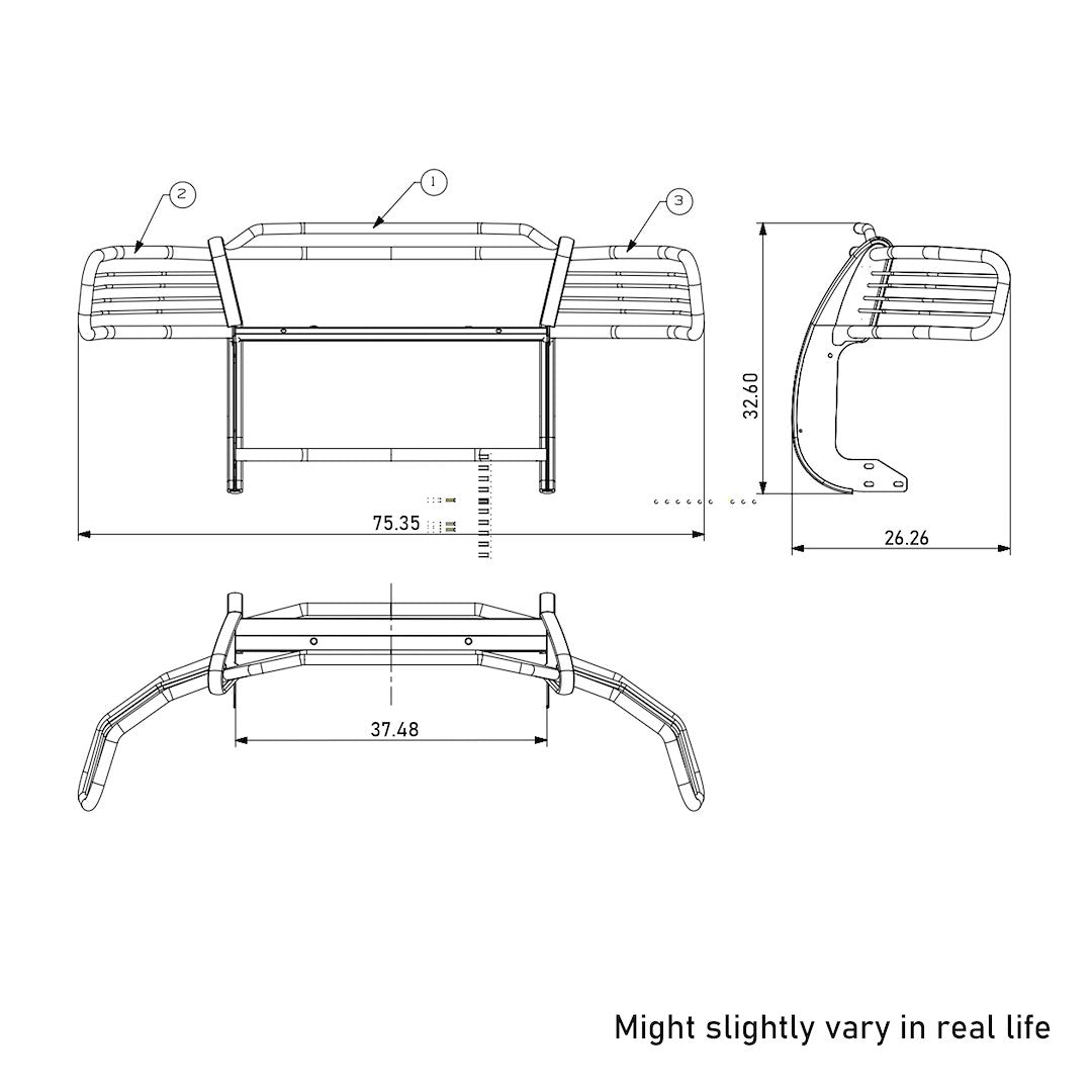 Product of Black Horse Offroad 17FP27MA-PLFR Grille Guard  