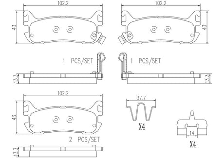 Product of Brembo P49021N Brake Pad - Set Of 4 