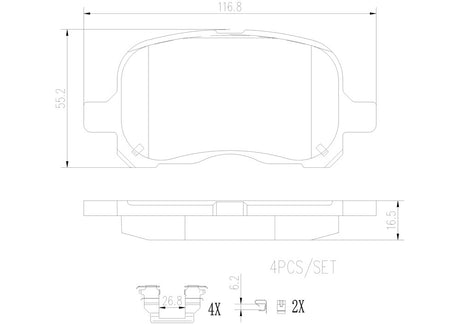 Product of Brembo P83044N Brake Pad - Set Of 4 