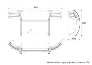Black Horse Offroad 17a112100ma-Plfr Grille Guard||||95||blk7a112100fr||2007379