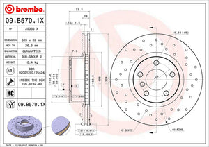 Product of Brembo 09B5701XC02 Xtra Vented Cross Drilled 1 Piece Brake Rotor 