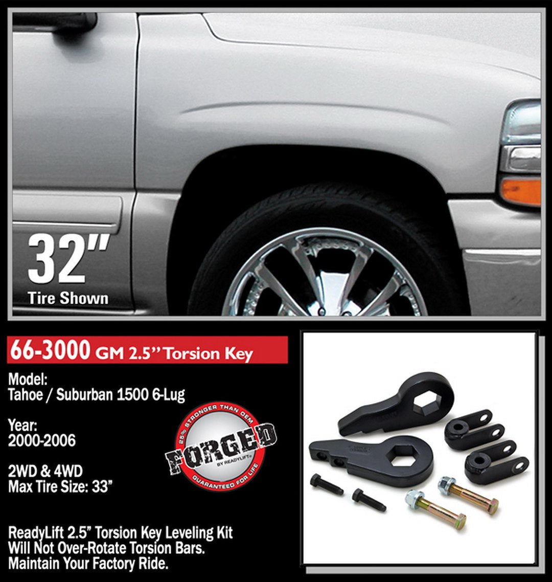 Product of ReadyLIFT 66-3000 Leveling Kit Suspension 1-1/2 To 2-1/2 Inch Lift Torsion Bar Key 