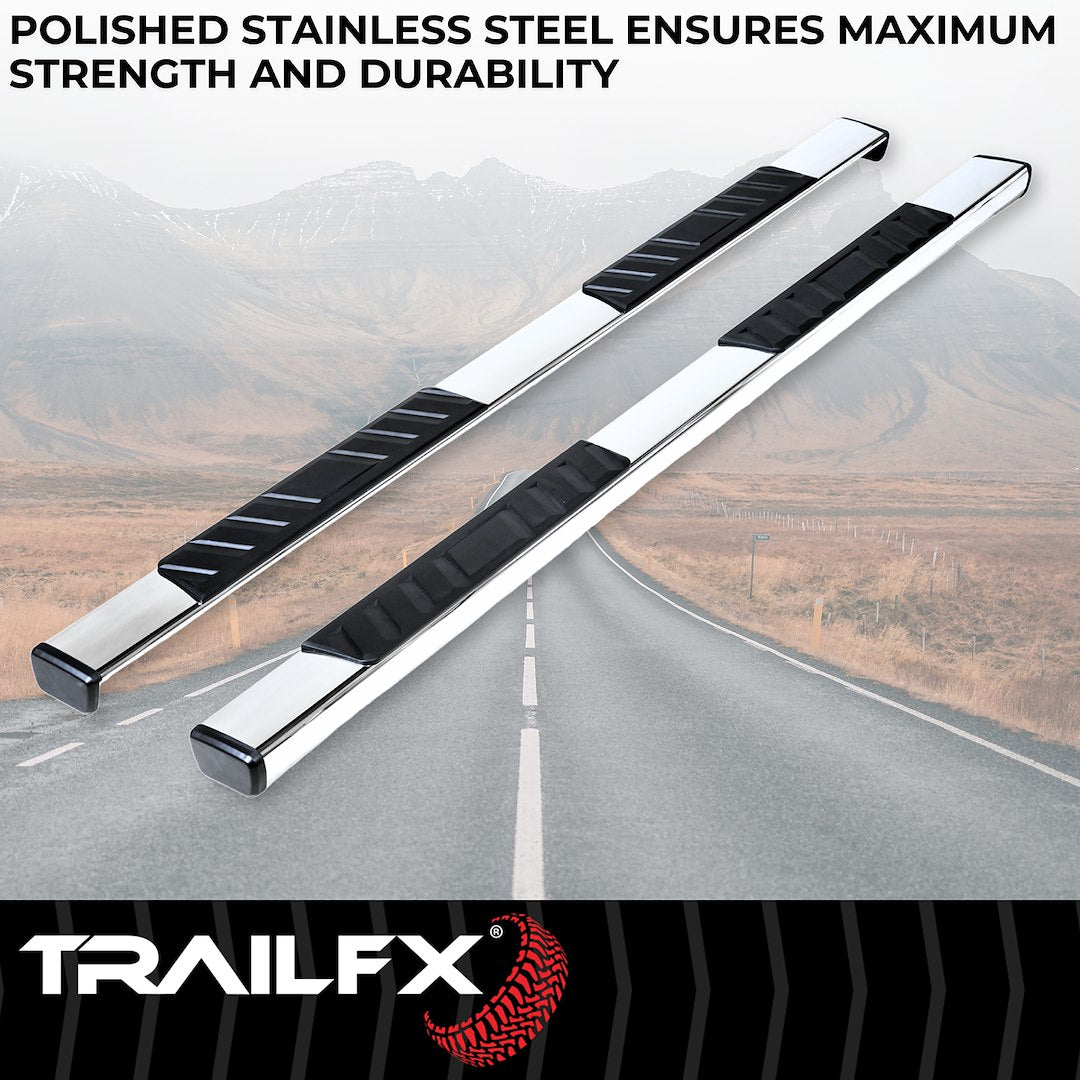 Product of TrailFX A4011S TFX 4" Trapezoid Side Steps Nerf Bar With Surface Steps 