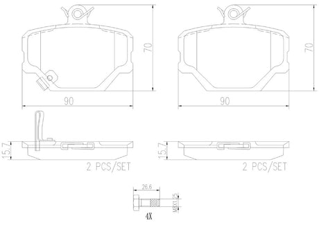Product of Brembo P50038N Brake Pad - Set Of 4 