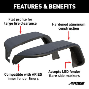 Product of Aries 1500203 Non-Exposed Fasteners Black Fender Flare - Set Of 2 