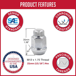 Product of Coyote Wheel Accessories 561150 60 Degree Conical Bulge 12x1.75 Lug Nut 