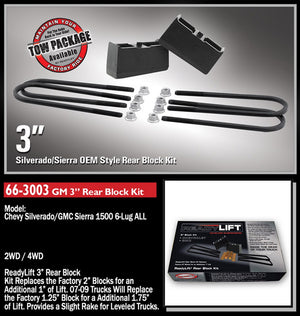 Readylift 66-3003 Leaf Spring Block Kit||66-3003chevysilveradogmcsier.Jpg||86||r90663003||1296050