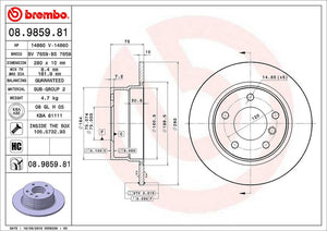 Product of Brembo 08985981C02 Solid 1 Piece Brake Rotor 
