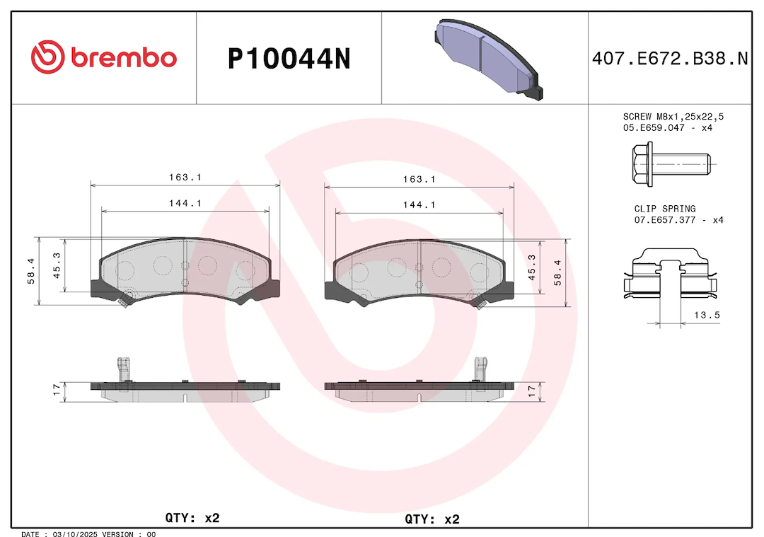 Brembo P10044n Brake Pad||p10044n_1.Png||86||brmp10044n||2104498