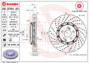 Product of Brembo 09976423C02 Vented Cross Drilled 1 Piece Brake Rotor 