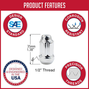 Product of Coyote Wheel Accessories 641142 60 Degree Conical Bulge 1/2x20 Lug Nut 
