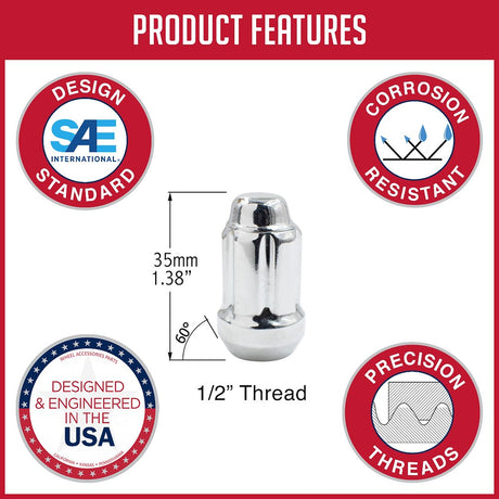 Product of Coyote Wheel Accessories 641142 60 Degree Conical Bulge 1/2x20 Lug Nut 