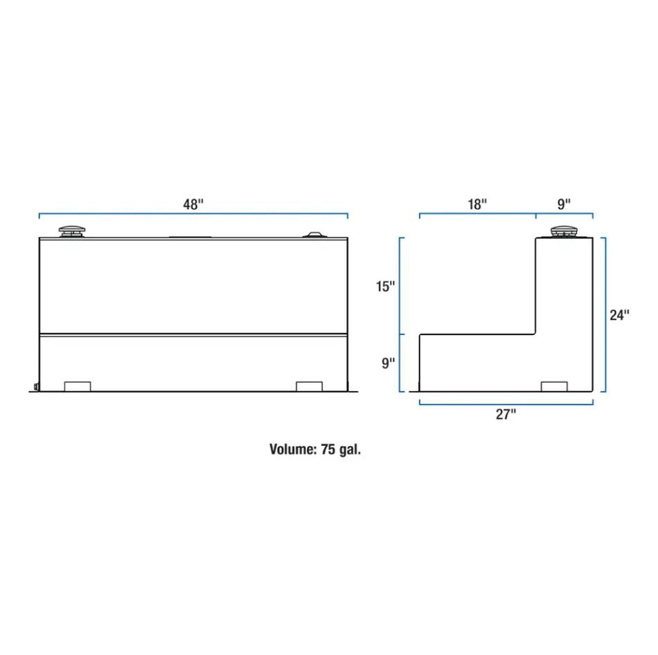Product of UWS TT-75-L-T-P-BLK Diesel Liquid Transfer Tank 75 Gallon L-Shape 